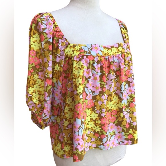 Billabong Womens Beach Daze Puff Sleeve Crop Top - Picture 8 of 12